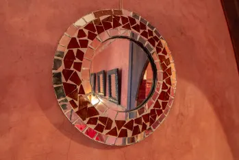 Red mosaic mirror