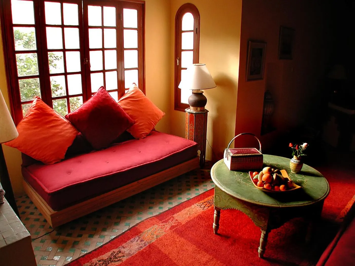 Velvet window seat in the lounge